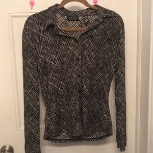 New York & Company black and gray print blouse